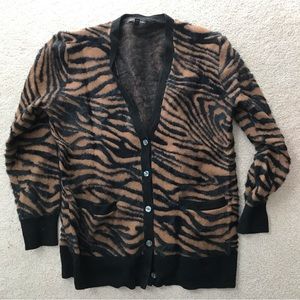 Banana Republic Fuzzy Zebra Long Tunic Cardigan Sweater